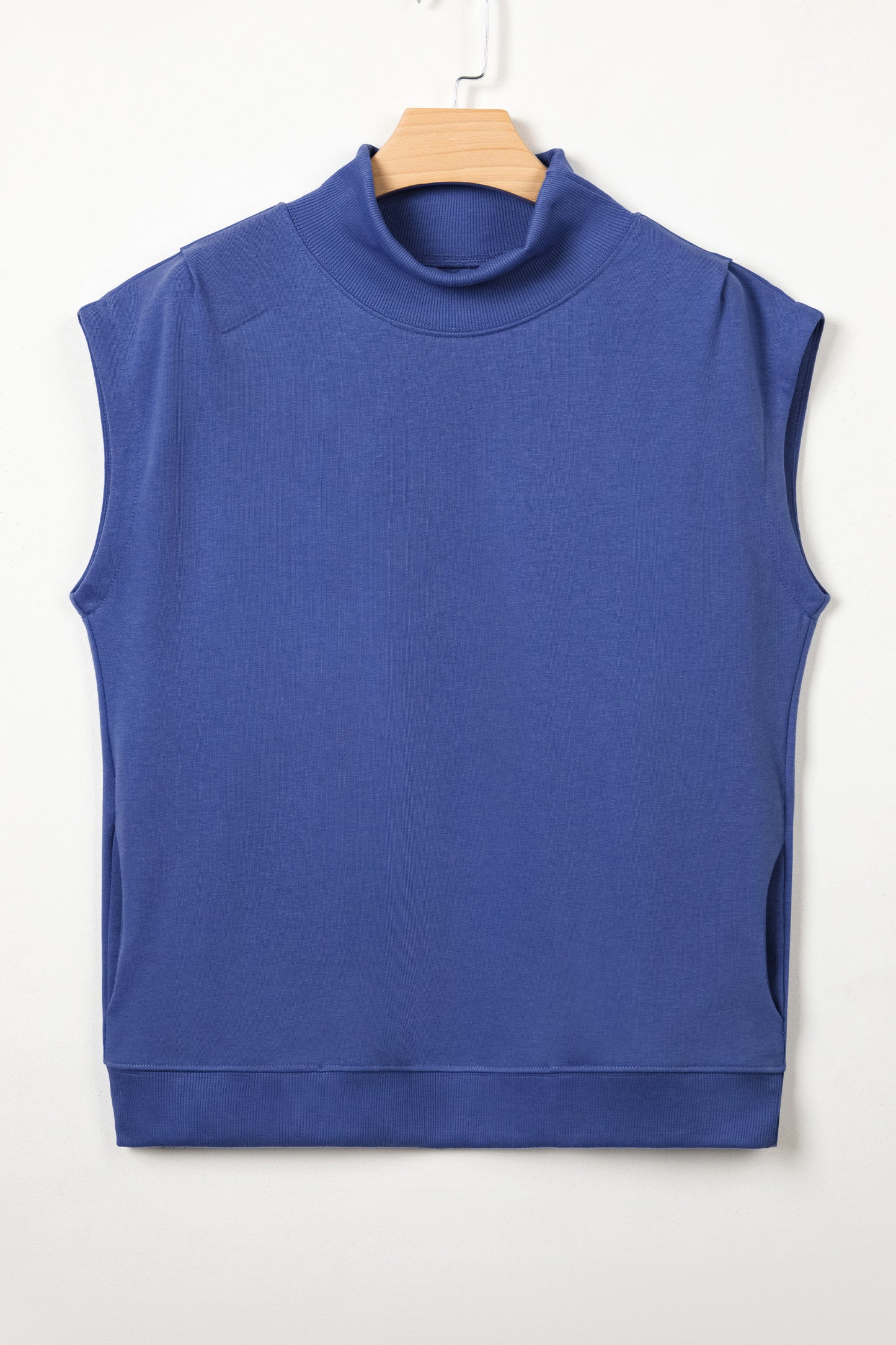 Orange Solid Color High Neck Cap Sleeve Loose Top