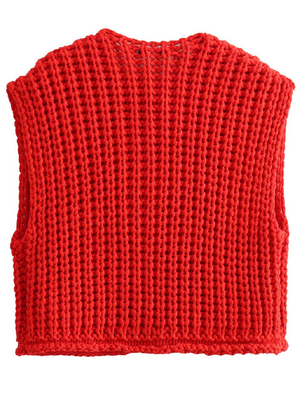 Ladies Solid Color Crew Neck Crop Sweater Vest SKT621: Purple / S