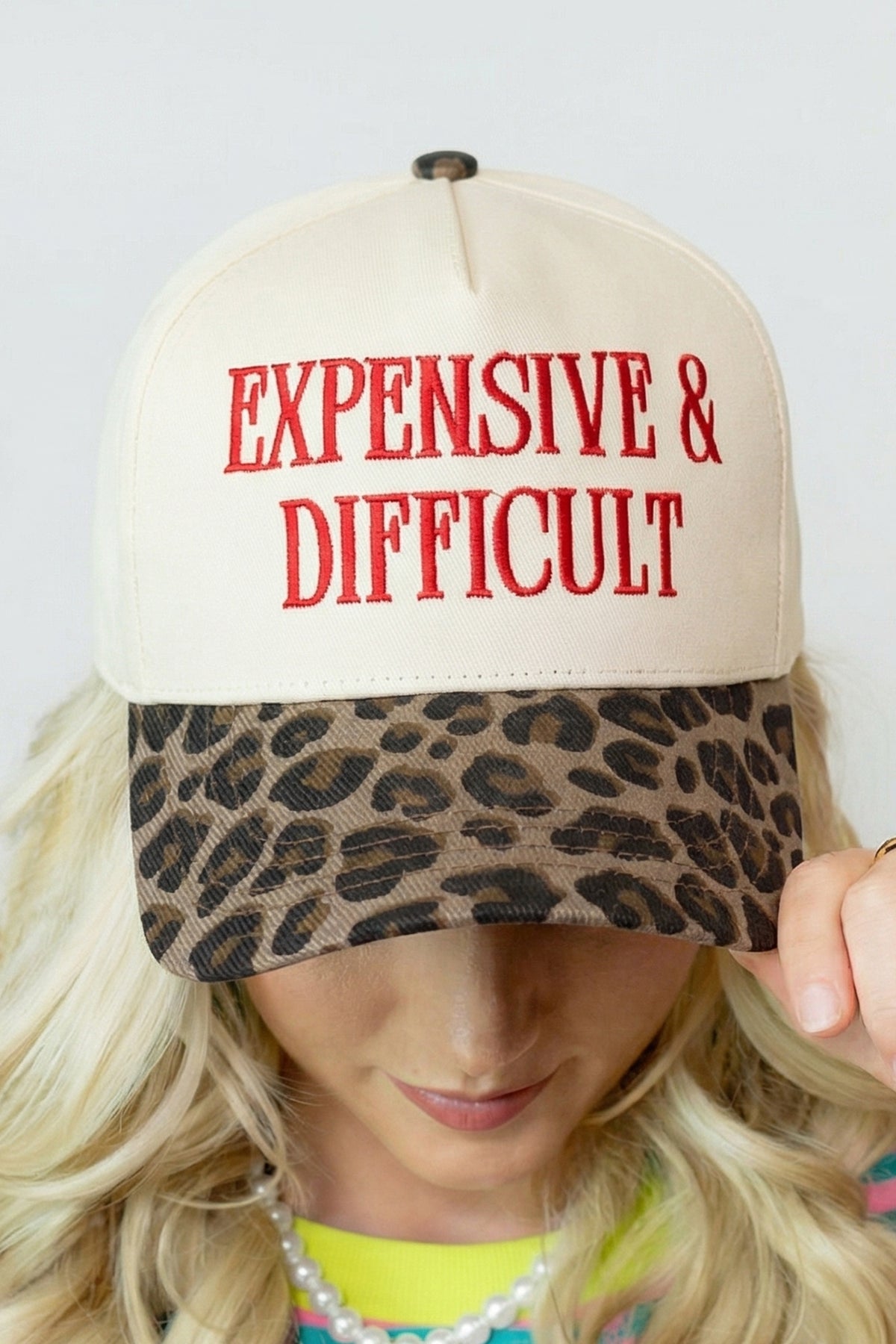 Red Dahlia EXPENSIVE & DIFFICULT Leopard Contrast Brim Cap