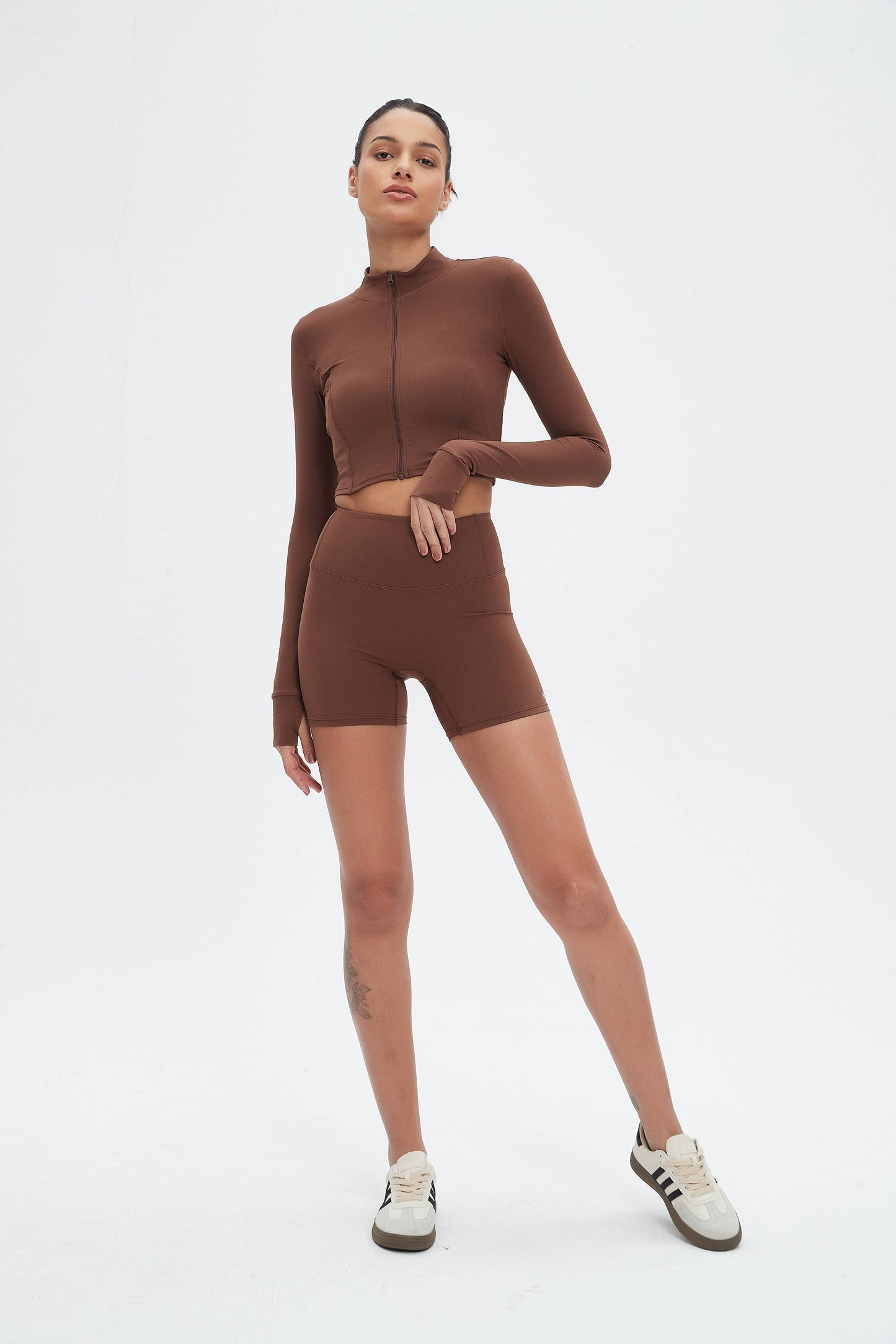 Rosalind 3-Piece Crop Jacket Workout Activewear Set: Midnight / L