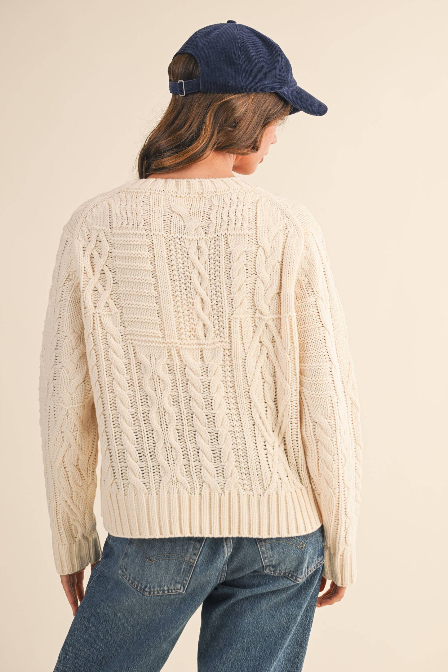 IT4473 USA FLAG CABLE KNIT SWEATER