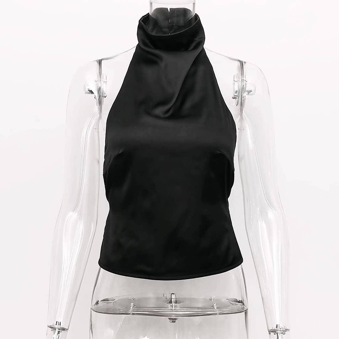 Halterneck backless crop tank top