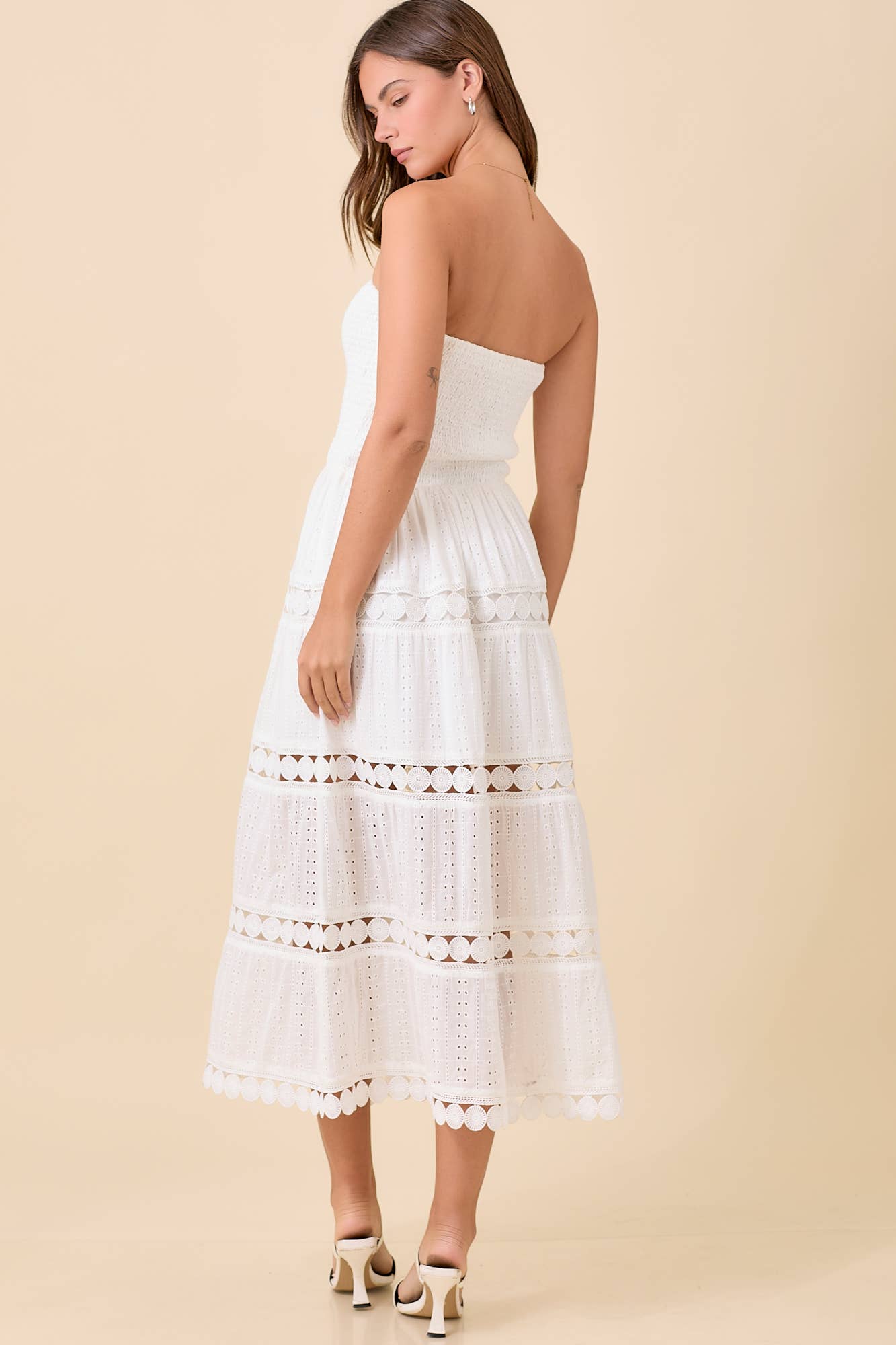 Smocked Eyelet Maxi Dress – Boho Summer Strapless
