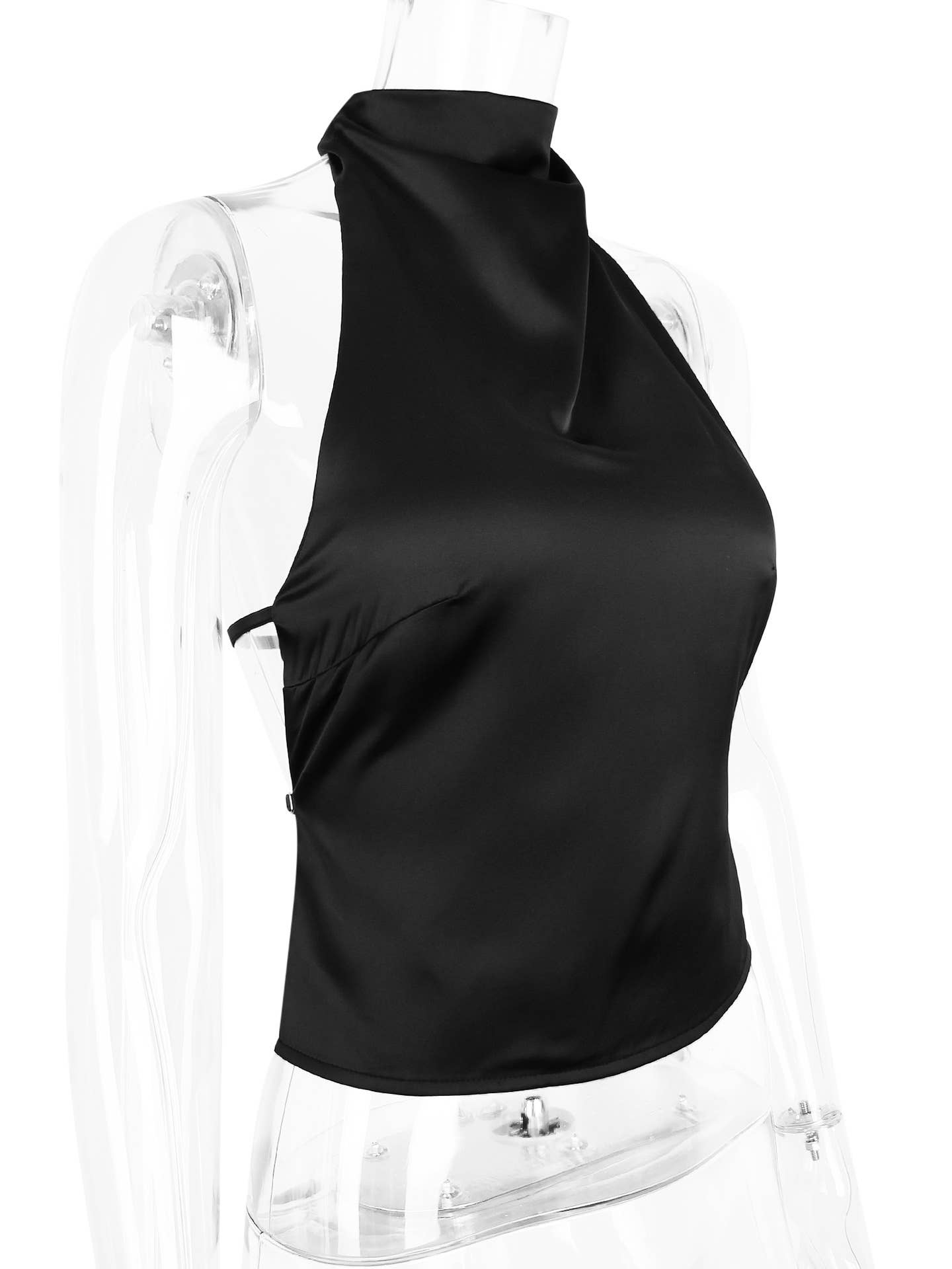 Halterneck backless crop tank top