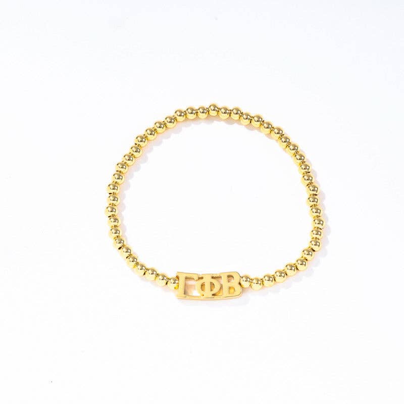 Sorority: Gold Beaded Bracelet with Greek Letters