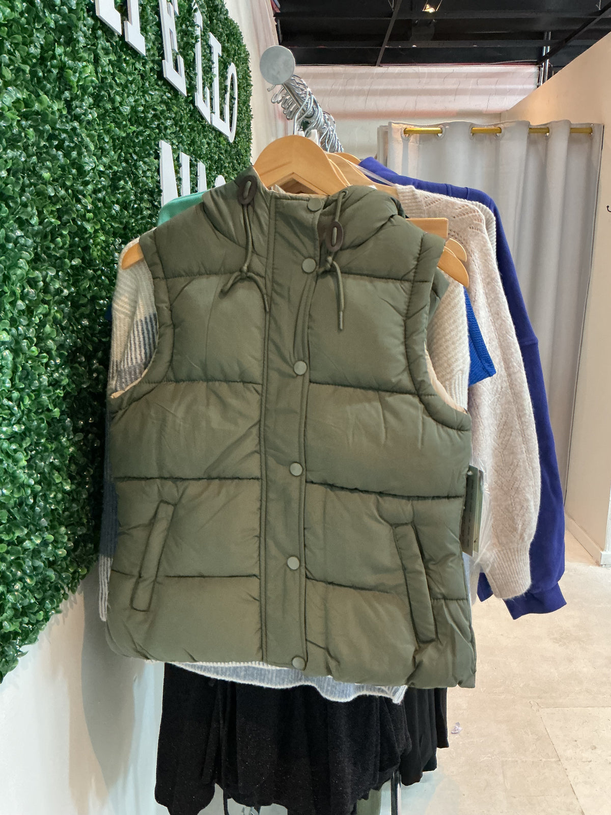 Green puffer vest
