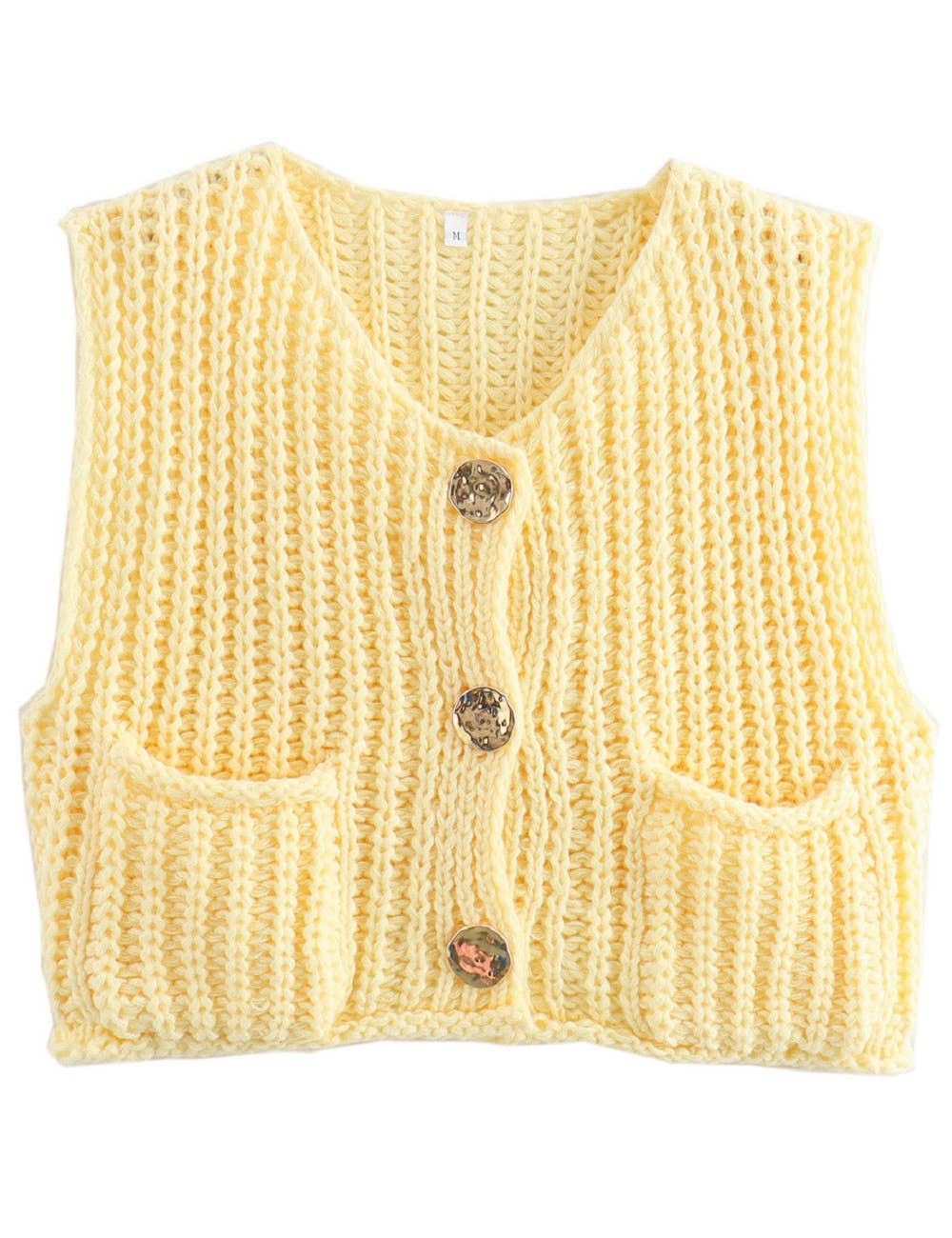 Ladies Solid Color Crew Neck Crop Sweater Vest SKT621: Purple / S