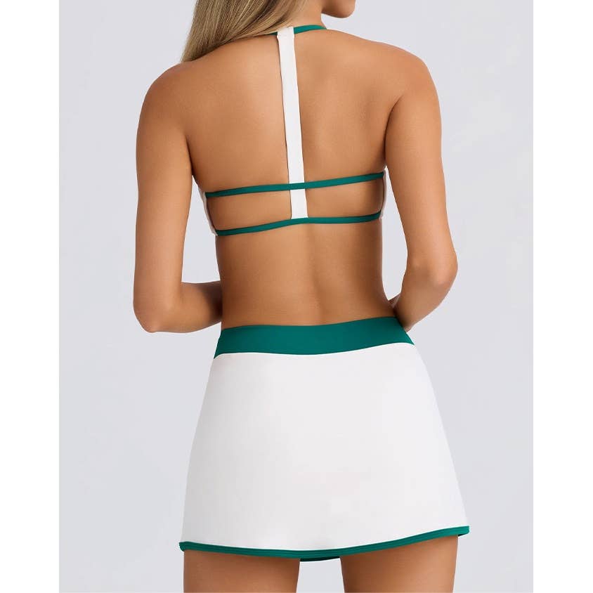 Sports Bra and Skirted Shorts Set: BLACK / L
