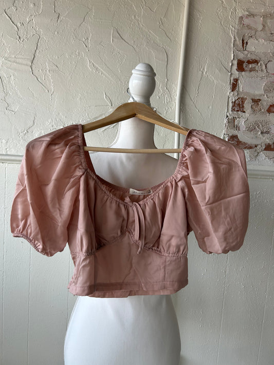 White / Black/ Rose v neck Crop Blouse