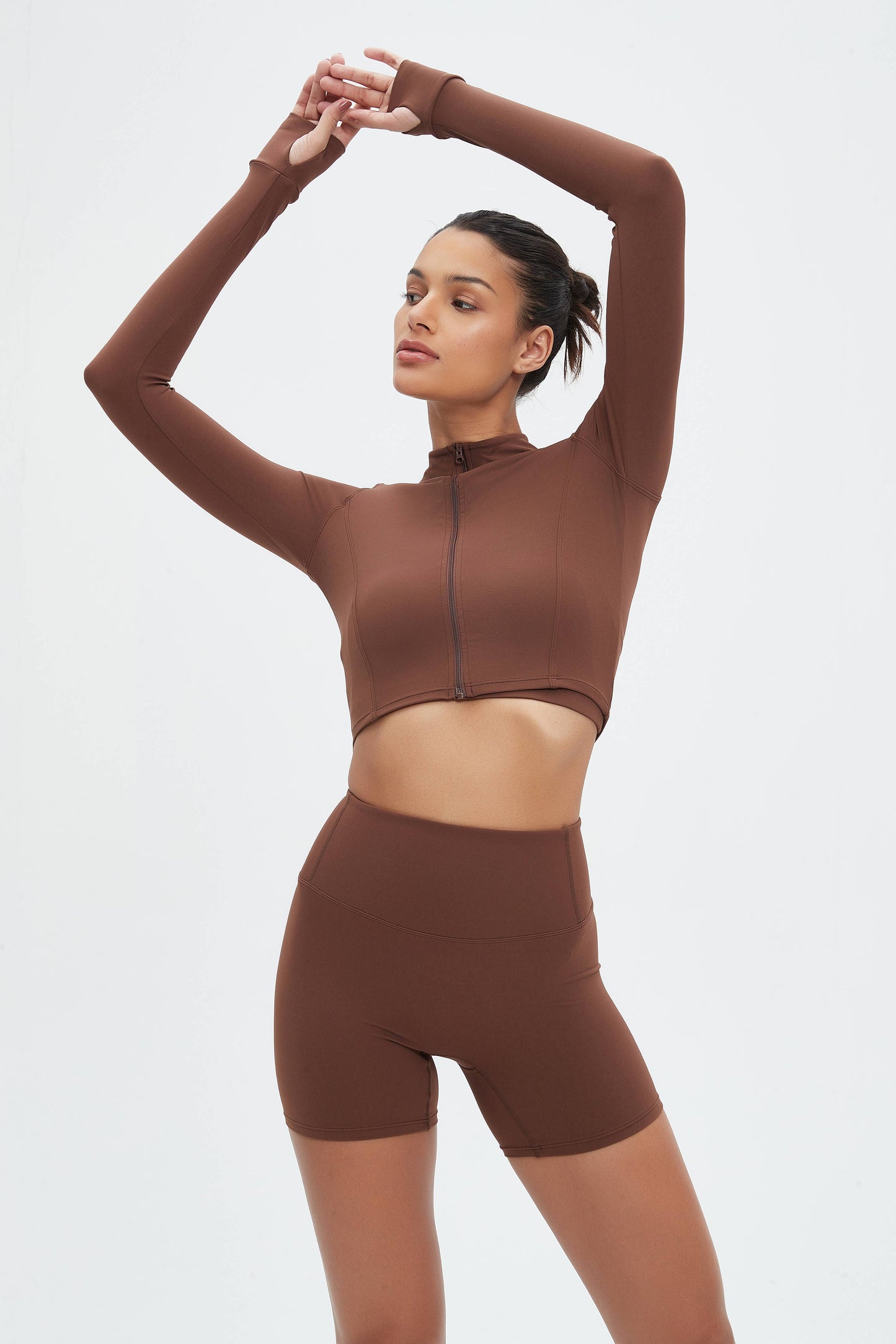 Rosalind 3-Piece Crop Jacket Workout Activewear Set: Midnight / XL