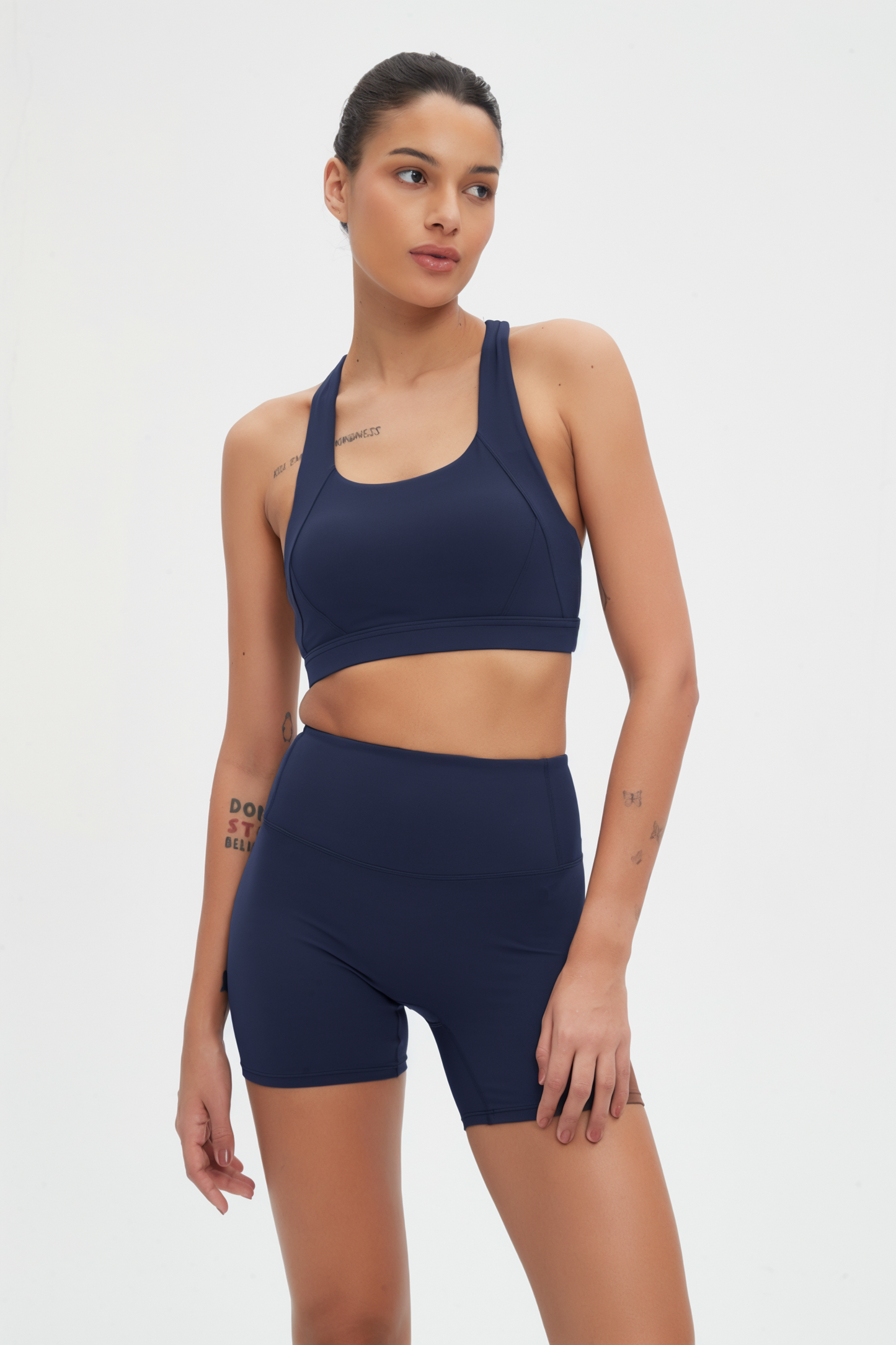 Rosalind 3-Piece Crop Jacket Workout Activewear Set: Midnight / XL