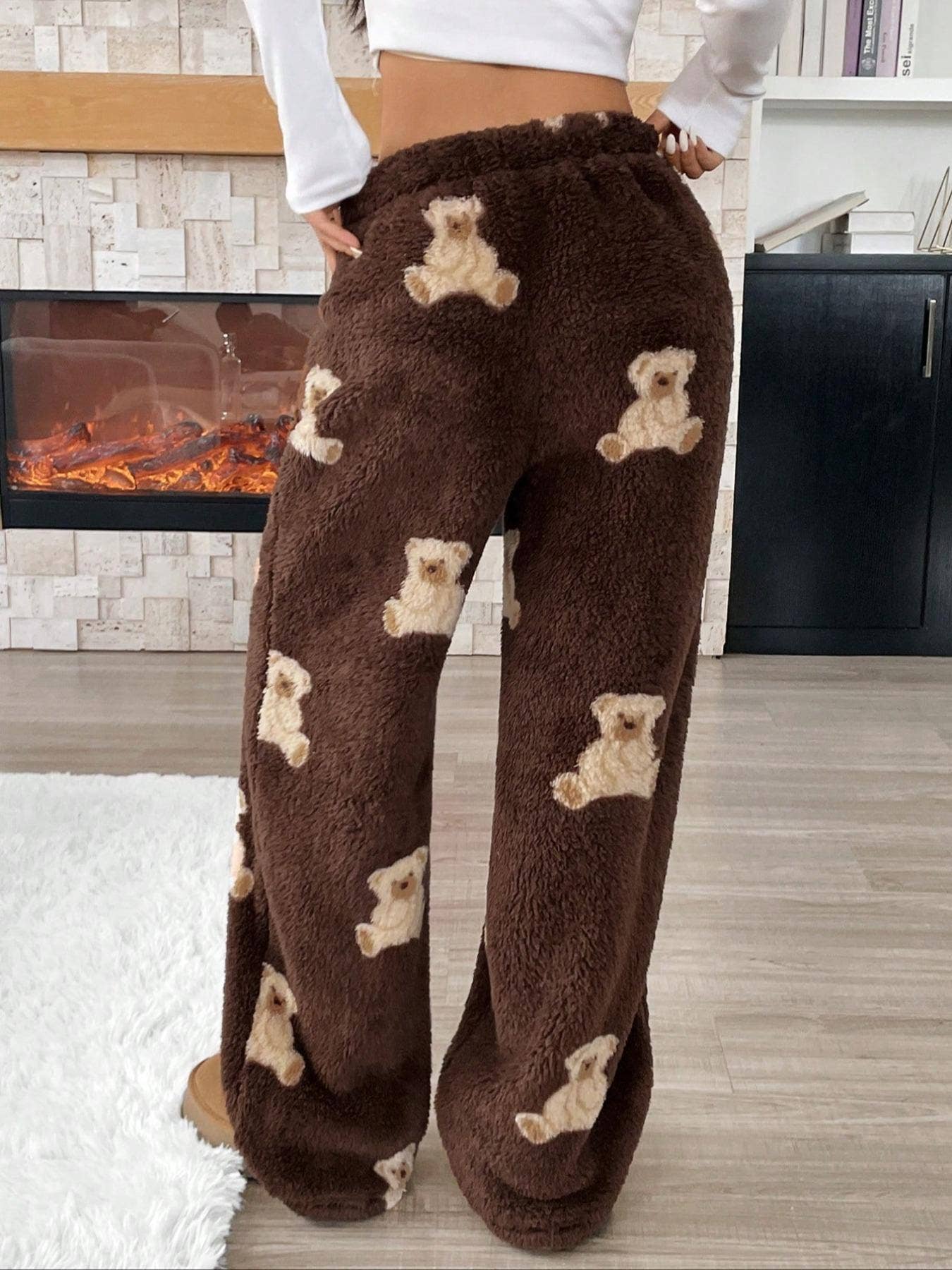 Leopard print or Teddy Bear fleece lounge pants