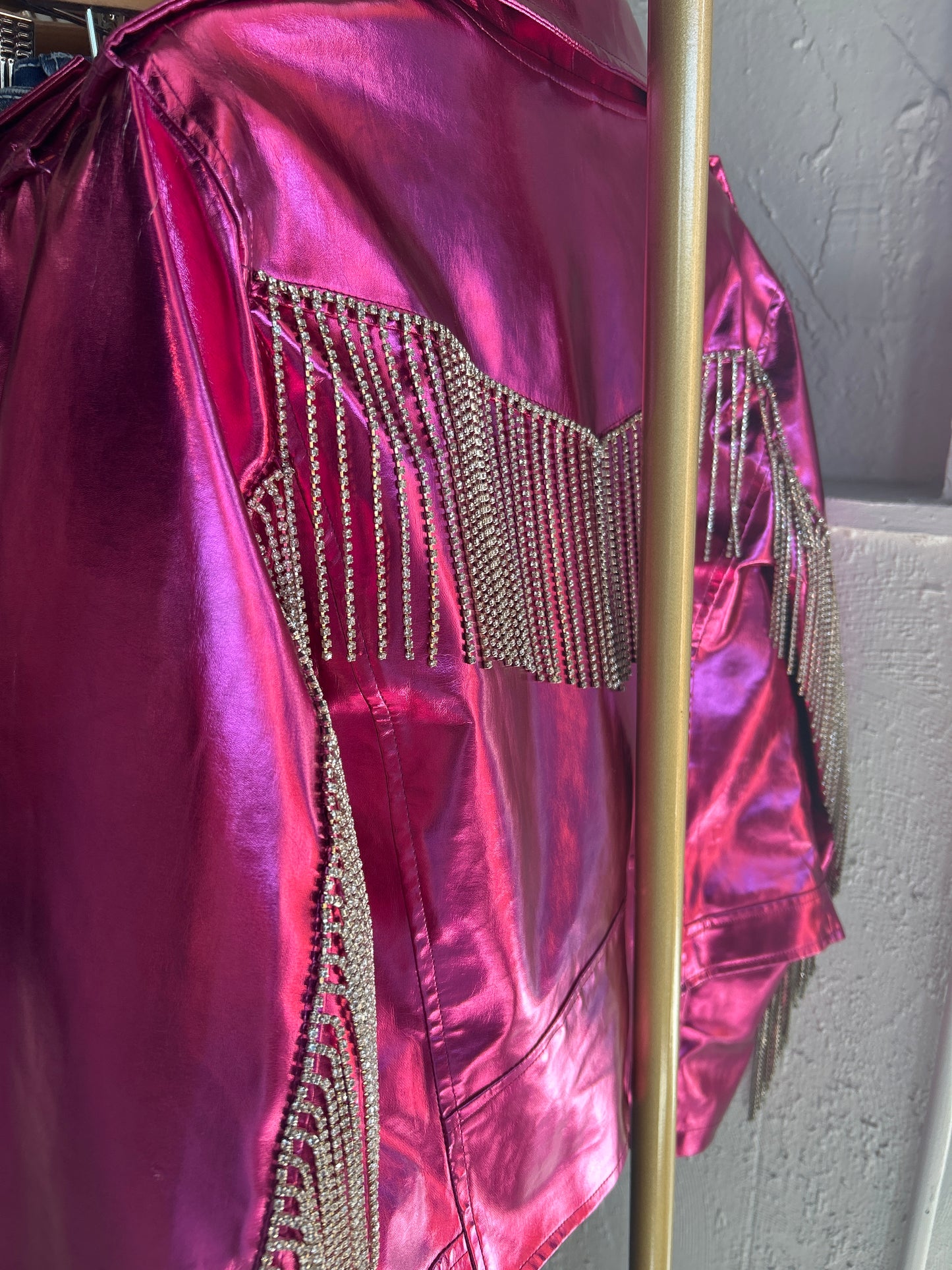 Hot pink jacket with diamonds