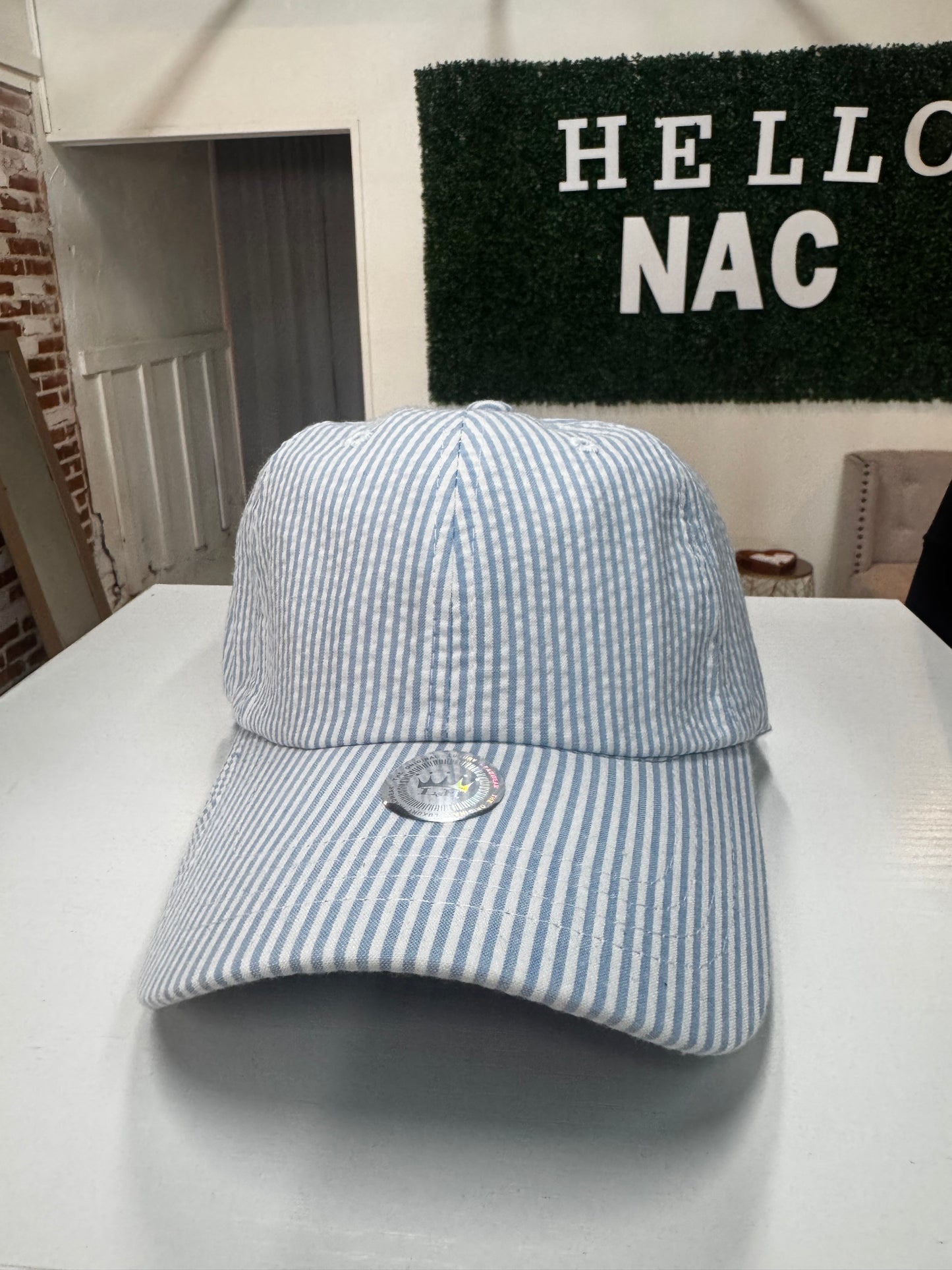 Classic Blue Seersucker Hat