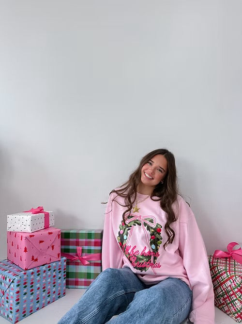 Wreath I'll be Home Christmas Sweatshirt