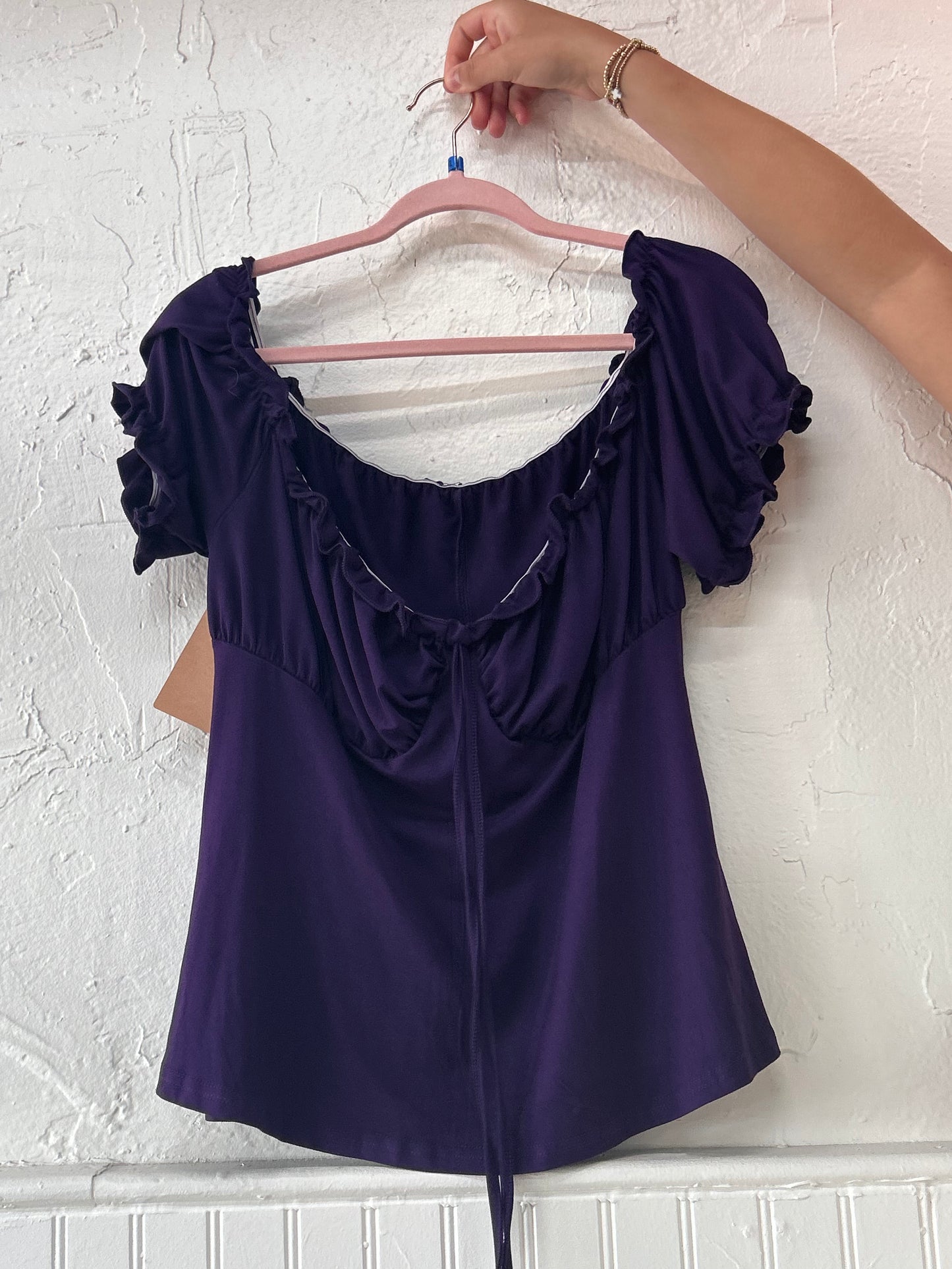 Deep Purple sweetheart short sleeve top