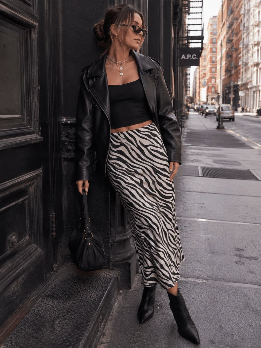 ZEBRA PRINT MIDI SKIRT