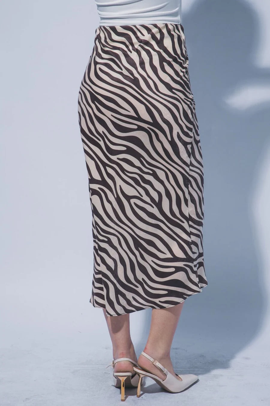 ZEBRA PRINT MIDI SKIRT
