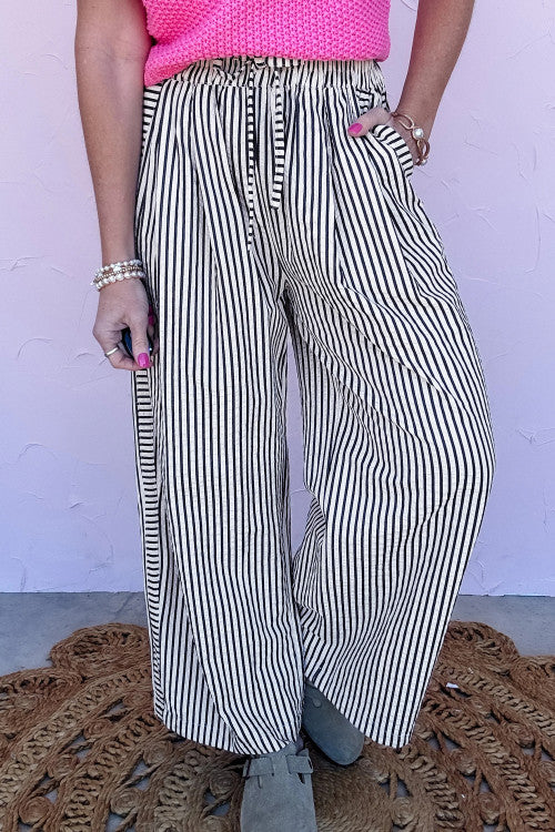 ‘Market Days’ Black and White Striped Pants