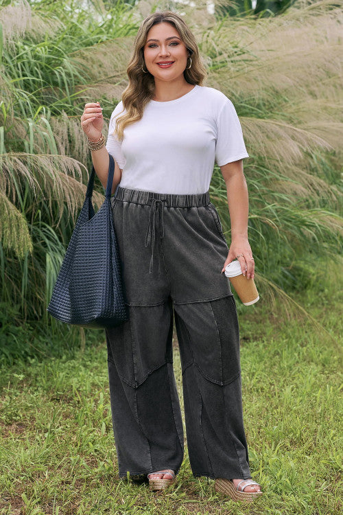 ‘Around Town’ Tiered Jersey Wide Leg Patchwork Pants