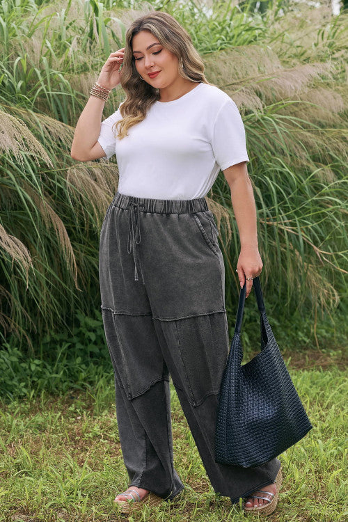 ‘Around Town’ Tiered Jersey Wide Leg Patchwork Pants