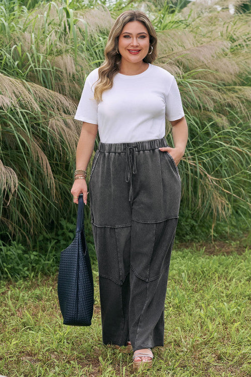 ‘Around Town’ Tiered Jersey Wide Leg Patchwork Pants