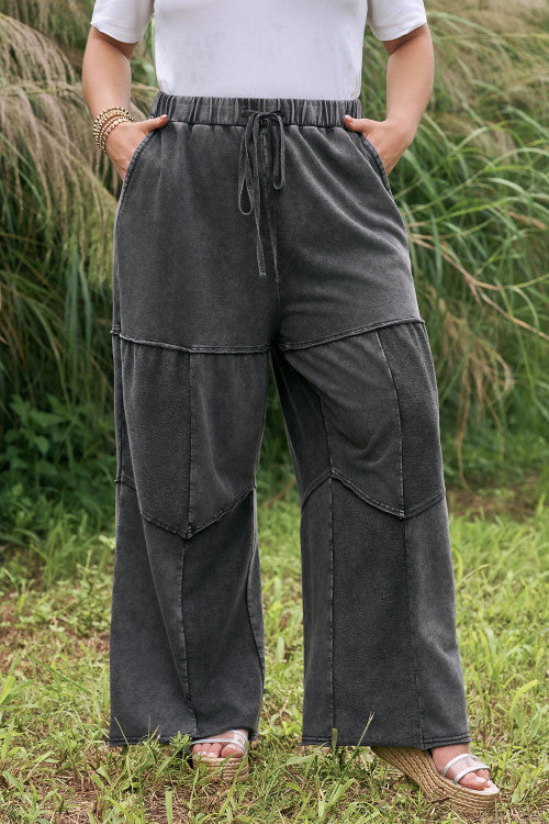‘Around Town’ Tiered Jersey Wide Leg Patchwork Pants