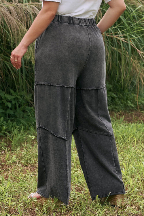 ‘Around Town’ Tiered Jersey Wide Leg Patchwork Pants