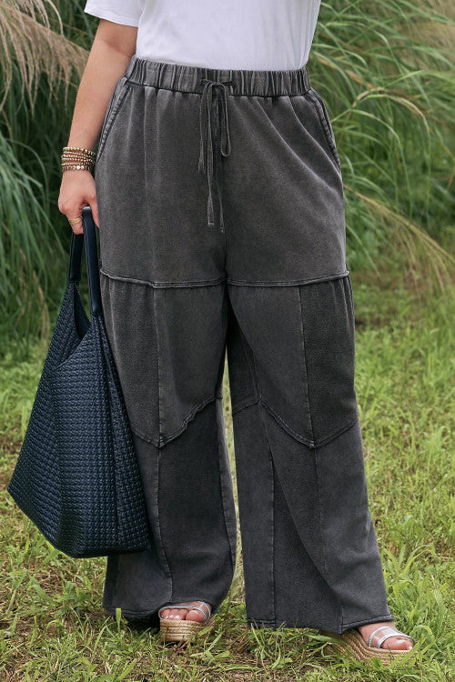 ‘Around Town’ Tiered Jersey Wide Leg Patchwork Pants