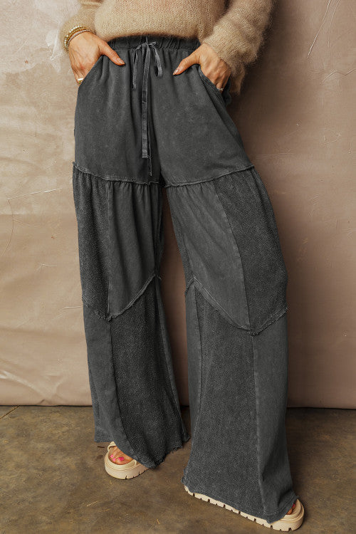 ‘Around Town’ Tiered Jersey Wide Leg Patchwork Pants