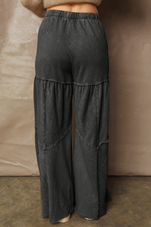 ‘Around Town’ Tiered Jersey Wide Leg Patchwork Pants