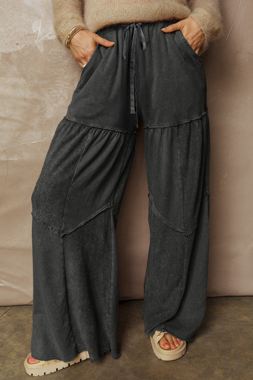‘Around Town’ Tiered Jersey Wide Leg Patchwork Pants
