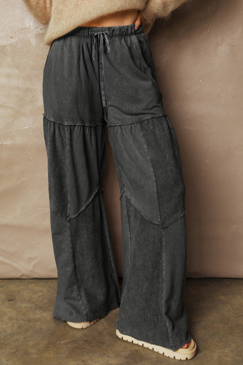 ‘Around Town’ Tiered Jersey Wide Leg Patchwork Pants