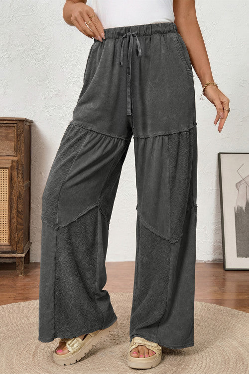 ‘Around Town’ Tiered Jersey Wide Leg Patchwork Pants