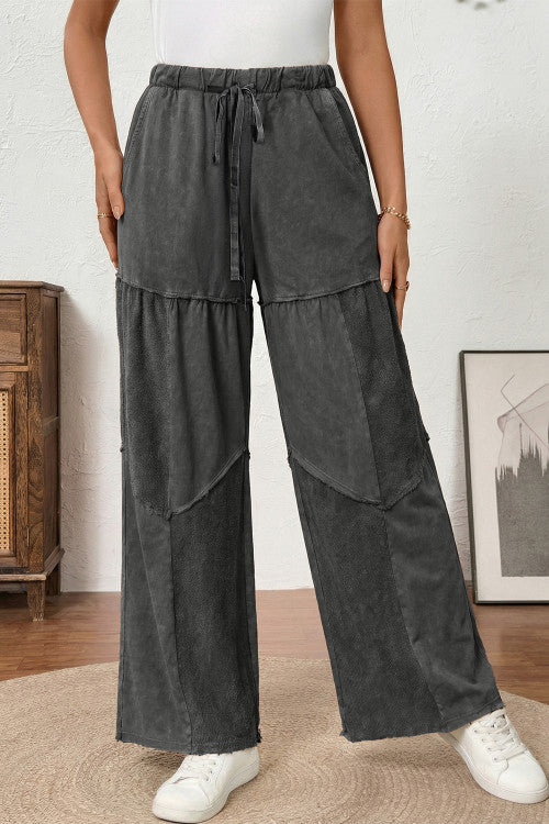 ‘Around Town’ Tiered Jersey Wide Leg Patchwork Pants