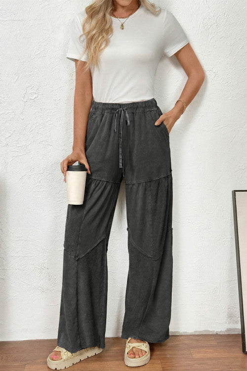 ‘Around Town’ Tiered Jersey Wide Leg Patchwork Pants