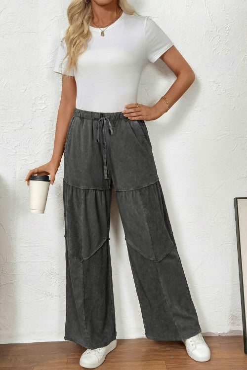 ‘Around Town’ Tiered Jersey Wide Leg Patchwork Pants