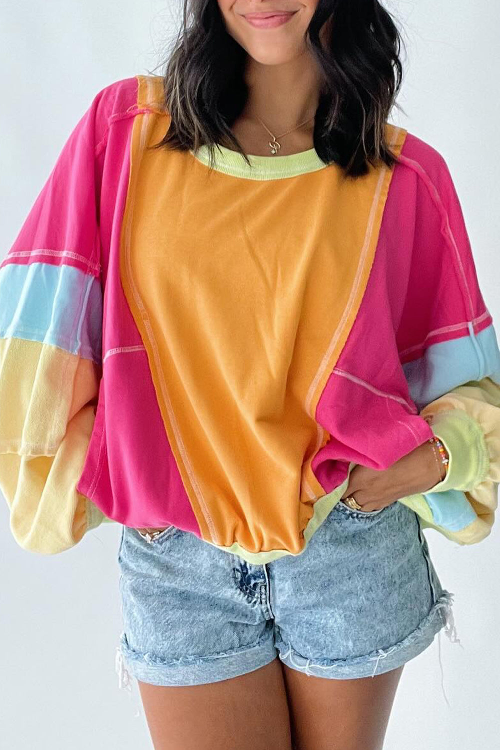 Rainbow Sherbet Oversized Top (Plus Size)