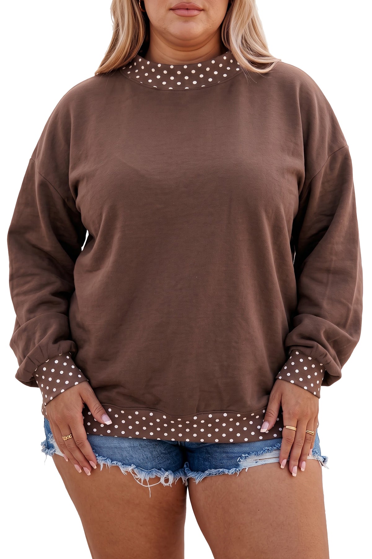 Red Polka Dot Plus Size Sweatshirt