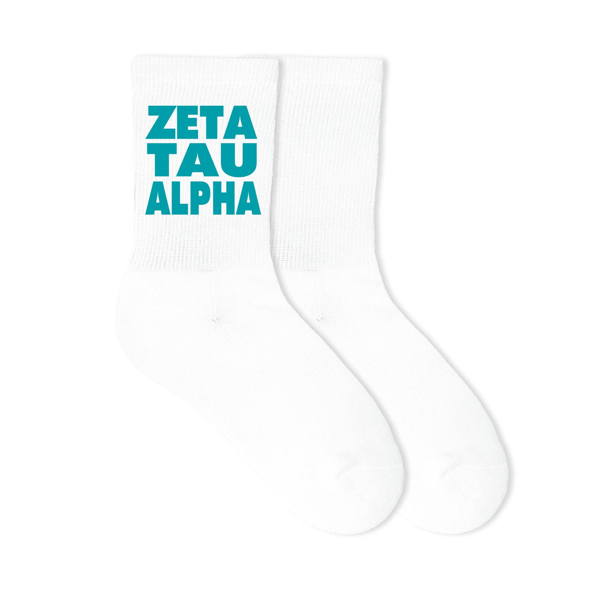 Cotton  Crew Socks Printed in Sorority Name and Color