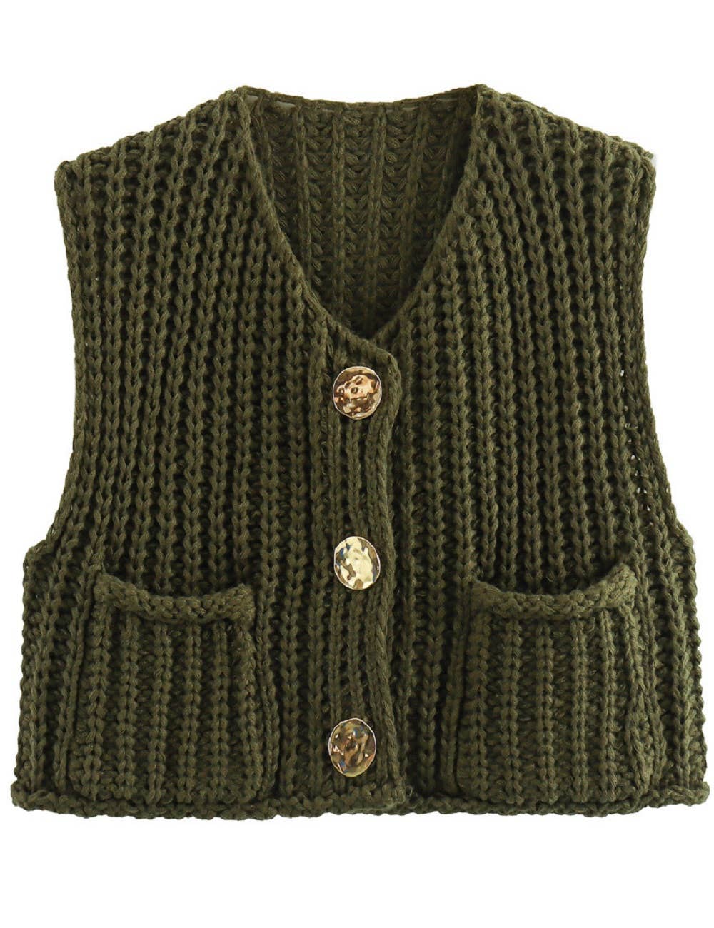 Ladies Solid Color Crew Neck Crop Sweater Vest SKT621: Purple / L