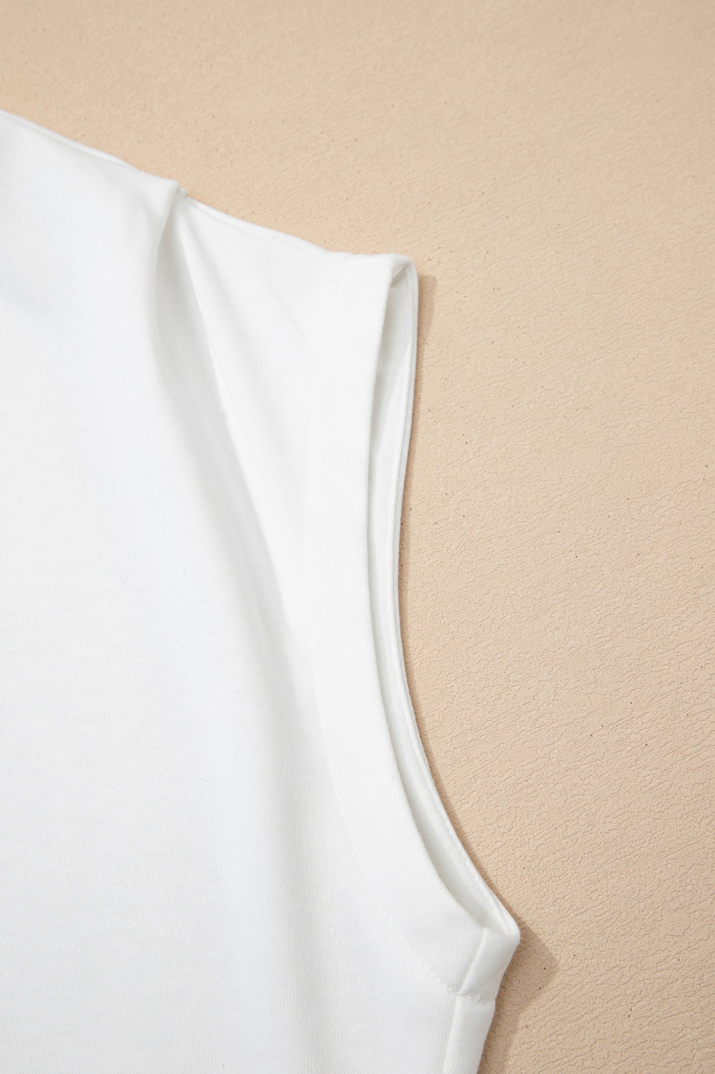 Orange Solid Color High Neck Cap Sleeve Loose Top