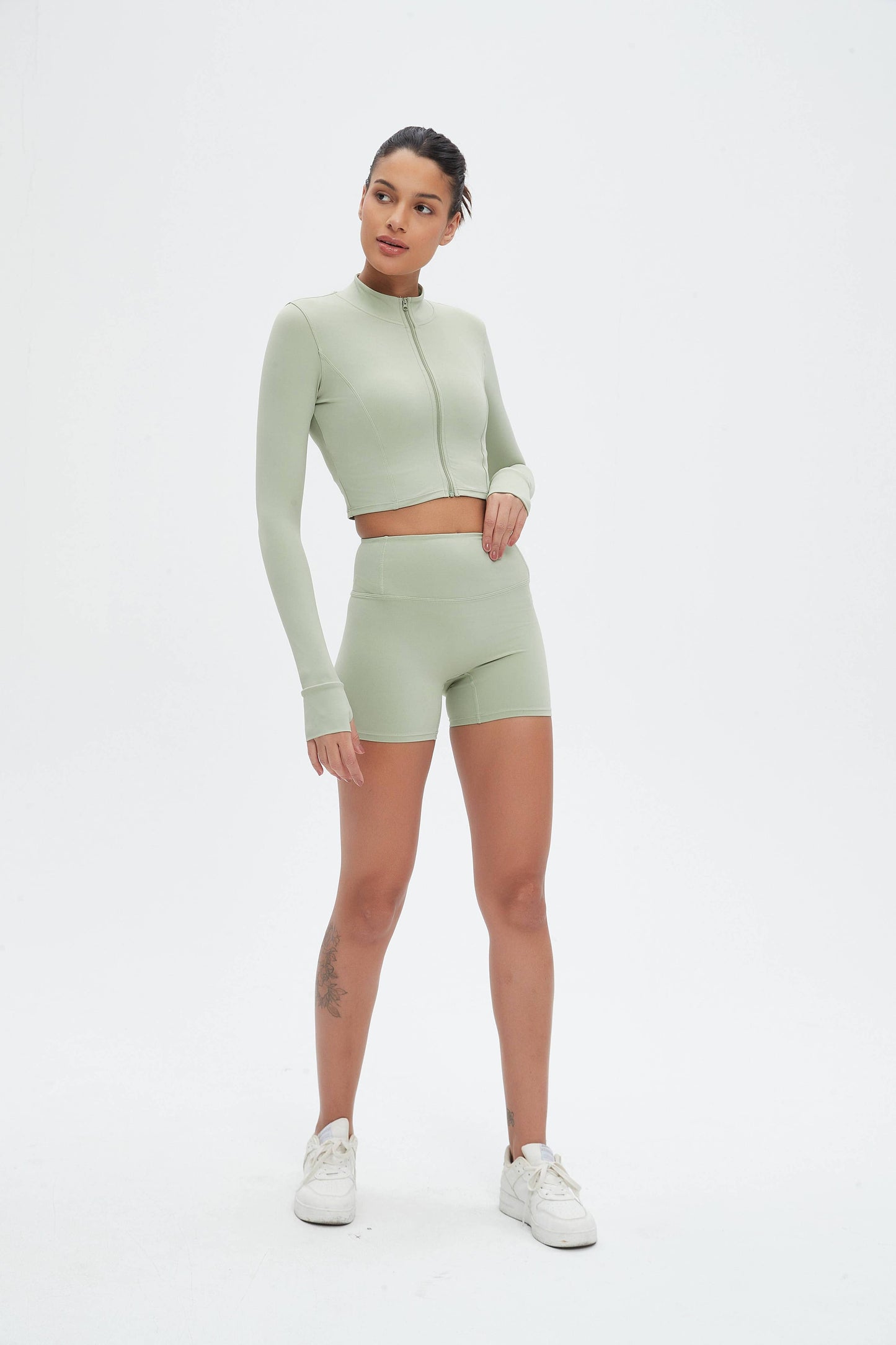 Rosalind 3-Piece Crop Jacket Workout Activewear Set: Midnight / XL