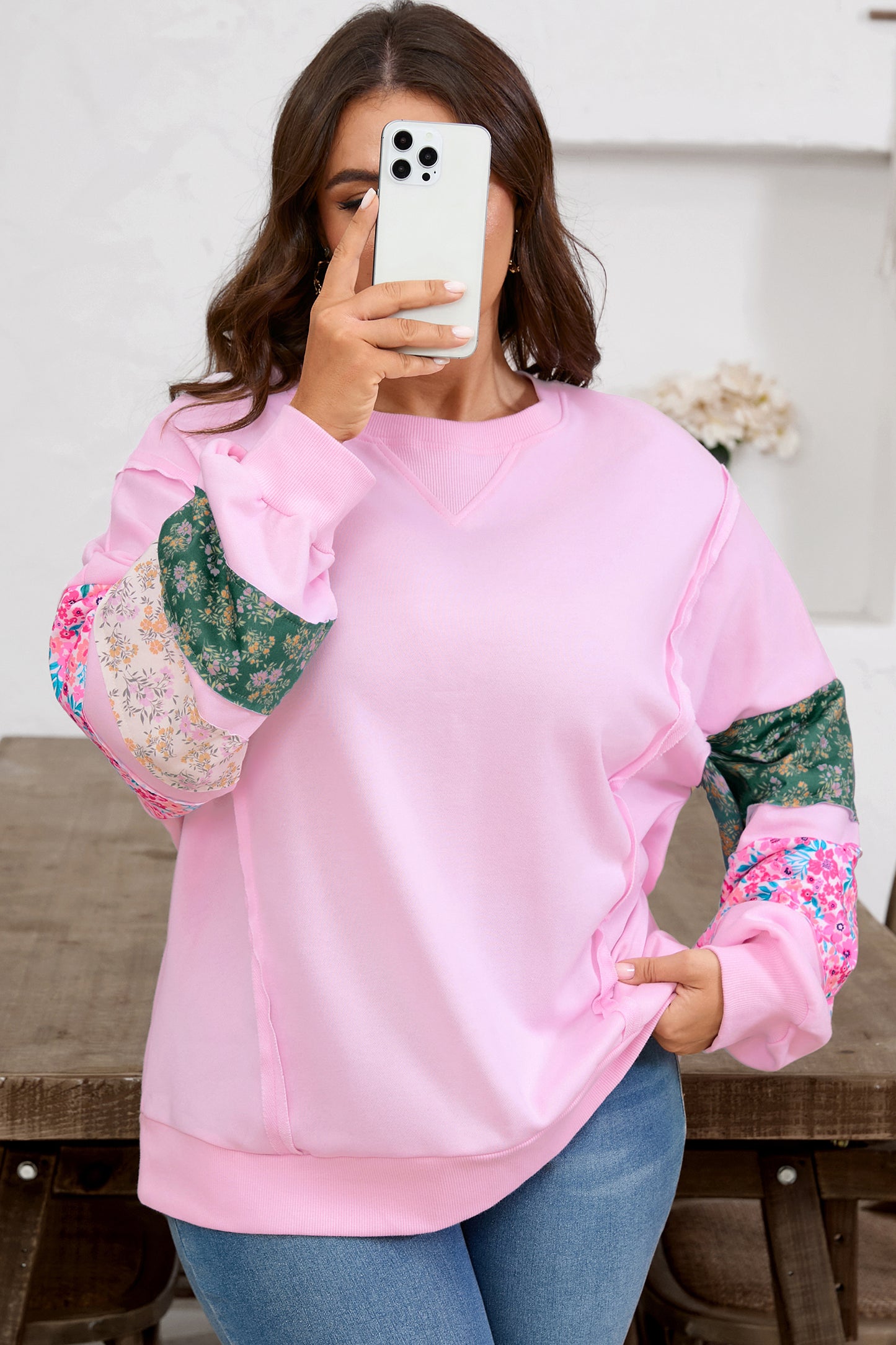 Garden Party Pink Sweatshirt (Plus Size)