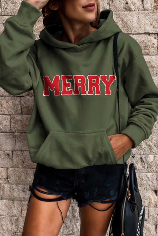 Green Loose Kangaroo Pocket Hoodie