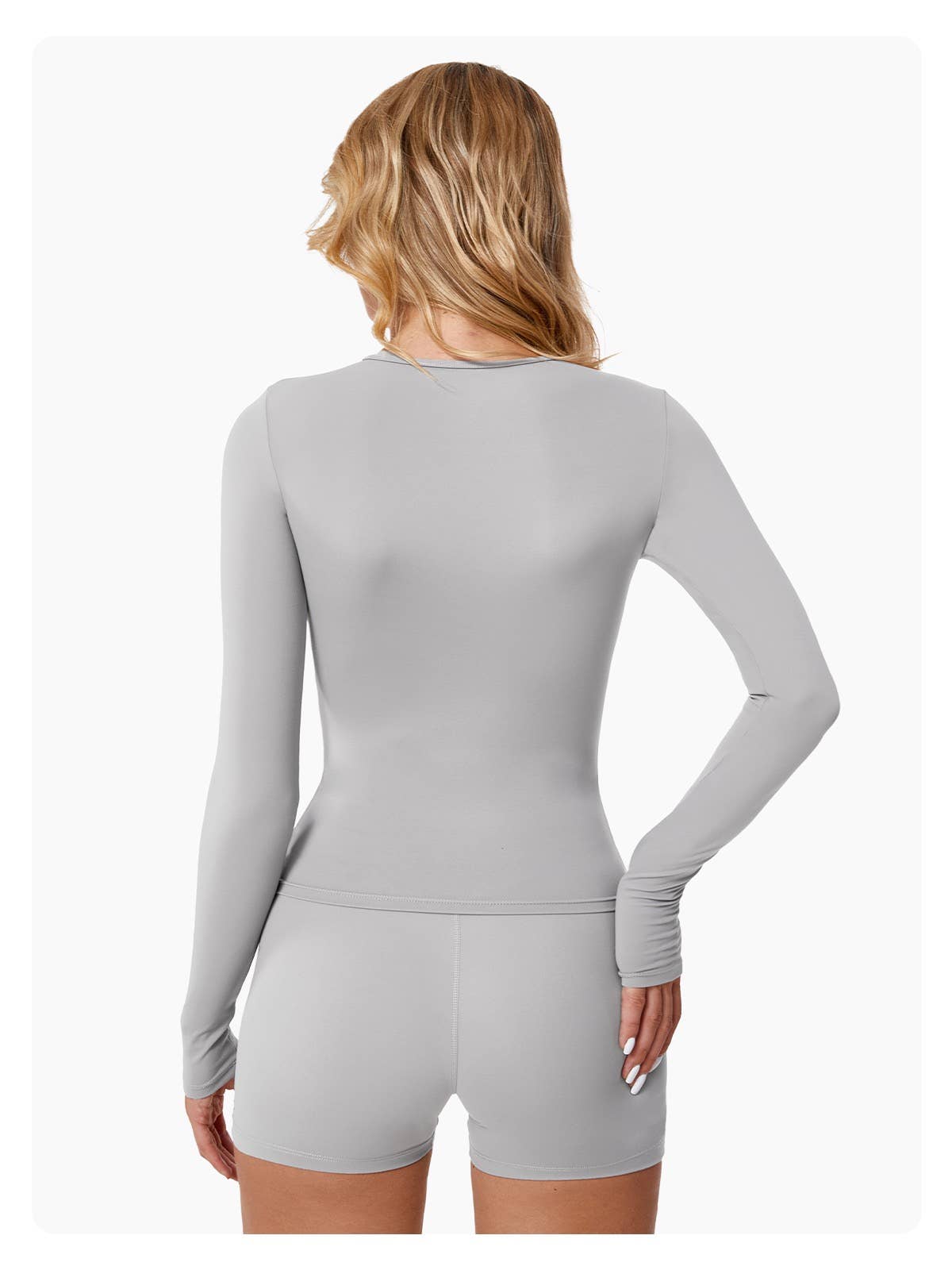 Abigail Buttery Soft Crew Neck Long Sleeve Active Top: Frosty Gray / S