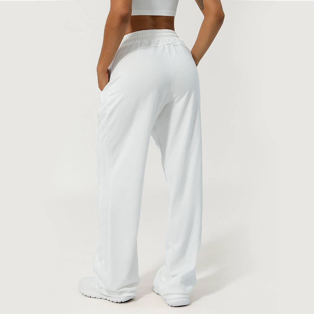 Women Waistband Drawstring Loose Sport Running Sweatpants: Brown / S