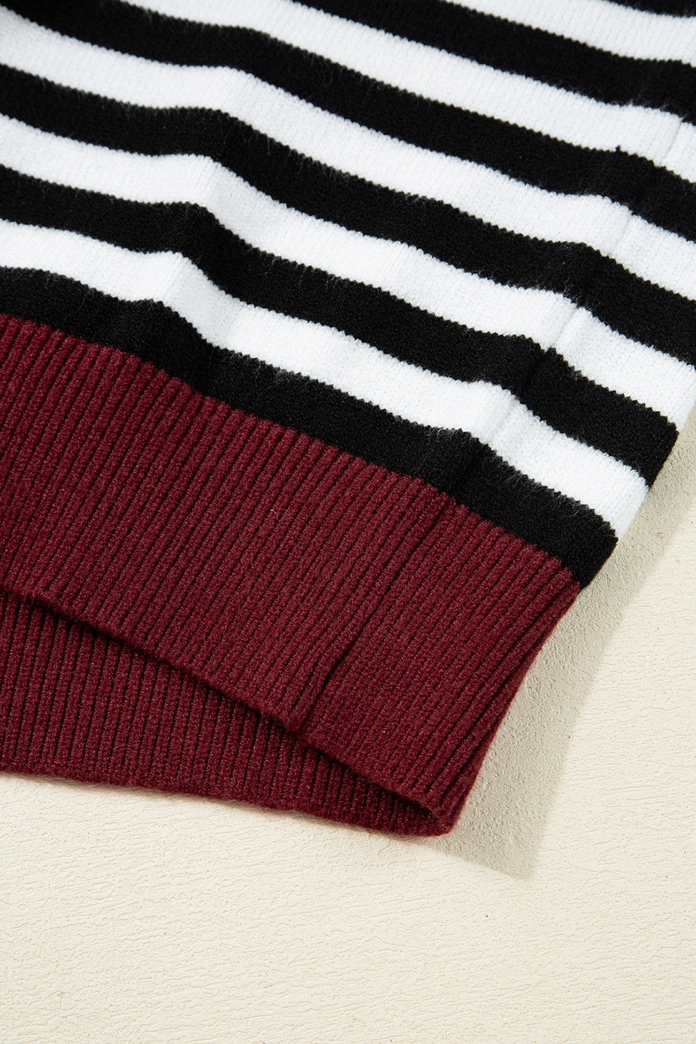 Color black Striped Panels Colorblock Sleeve Chic Sweater