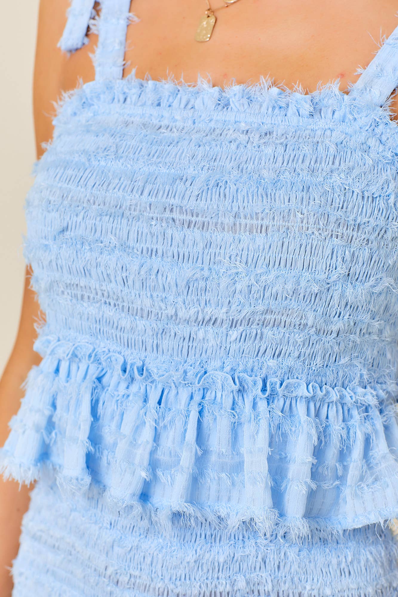 Smocked Ruffle Mini Dress: PEAR / S
