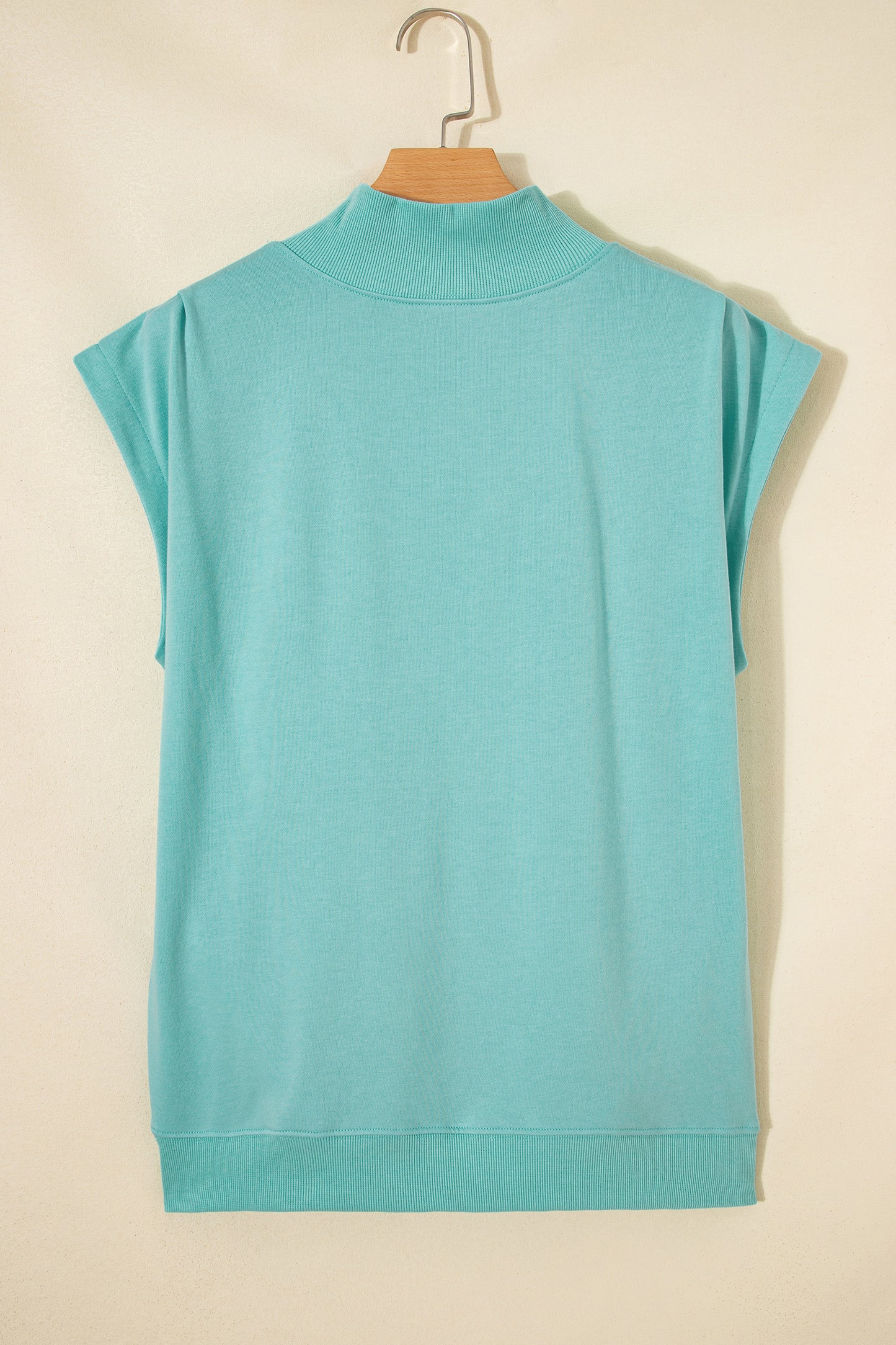 Orange Solid Color High Neck Cap Sleeve Loose Top